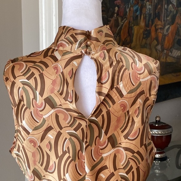 City DKNY Chic Silk Sleeveless Patterned Midi Dress size 16 - Picture 5 of 11